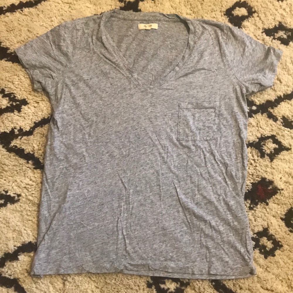 Madewell size small blue v neck pocket t shirt